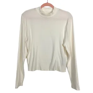 Abercrombie & Fitch Ivory Ribbed Knit Mock Neck Top- Size XL (see notes)