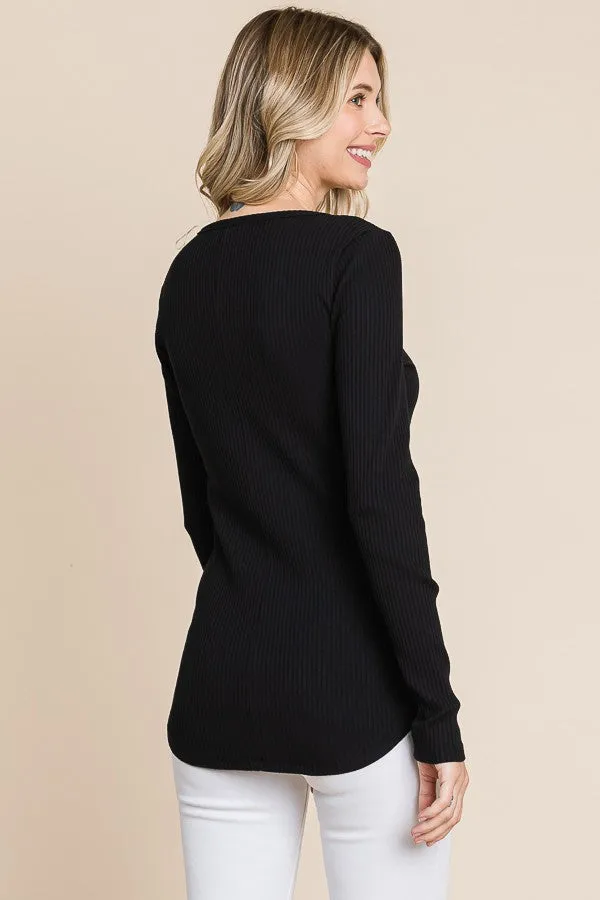 BLACK DEEP U NECK SOLID TOP