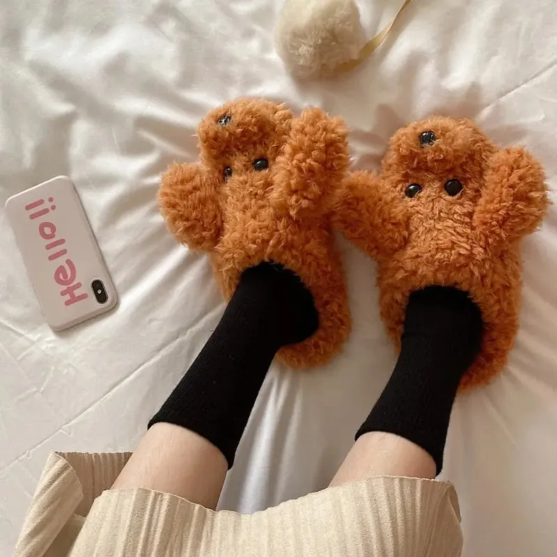 Brown Puppy Dog Slippers for Winter Lin78