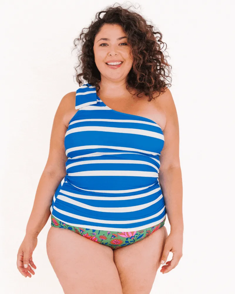 Capri Stripe One-Shoulder Tankini Top