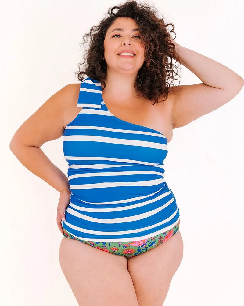 Capri Stripe One-Shoulder Tankini Top