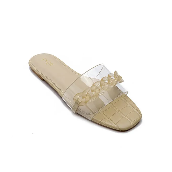 Chain Detailed Clear Slide Sandal MY 227