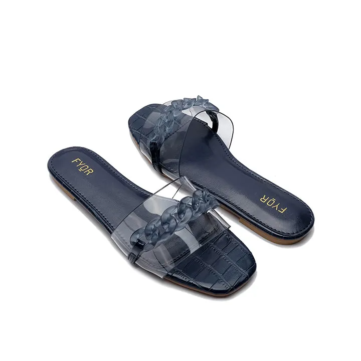 Chain Detailed Clear Slide Sandal MY 227