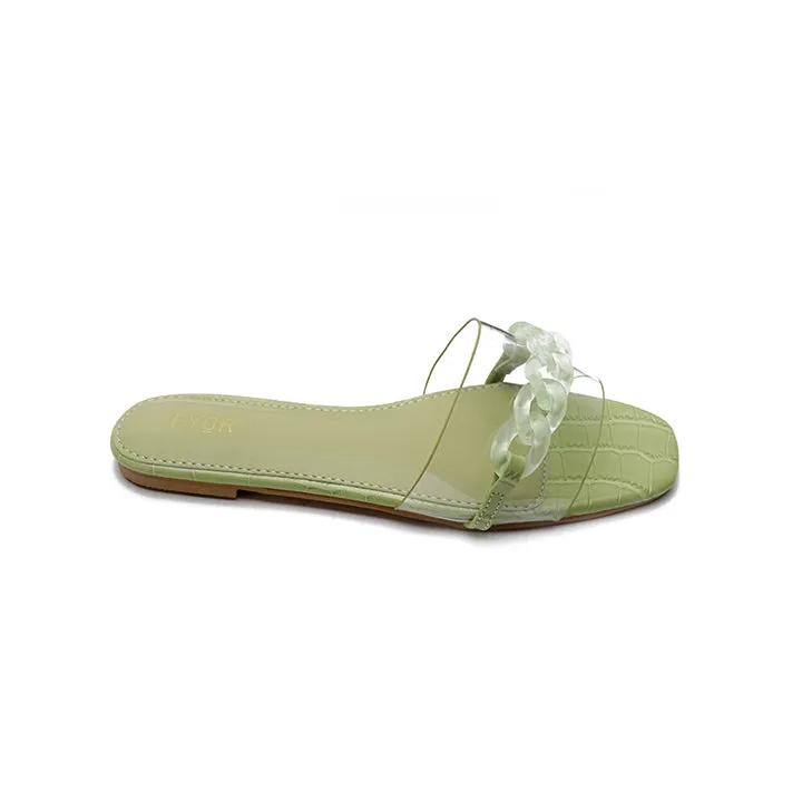 Chain Detailed Clear Slide Sandal MY 227