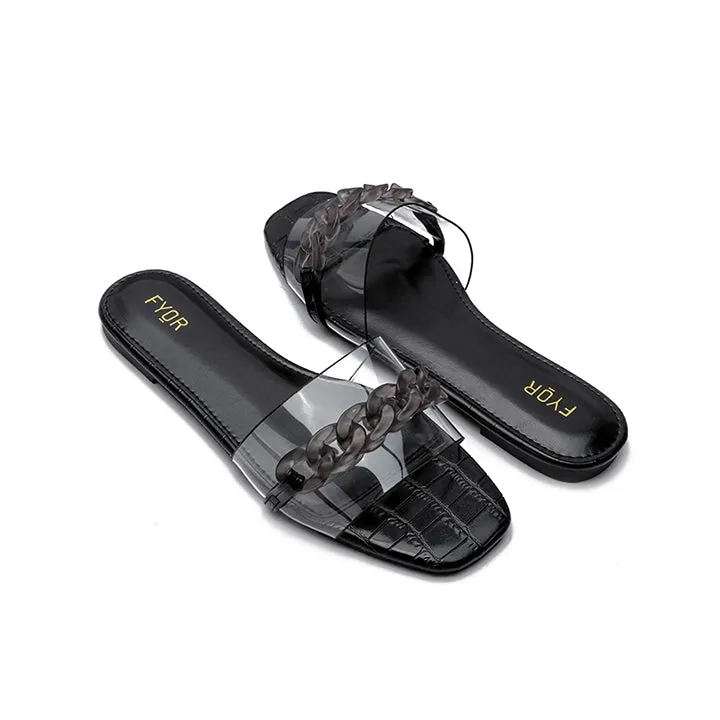 Chain Detailed Clear Slide Sandal MY 227