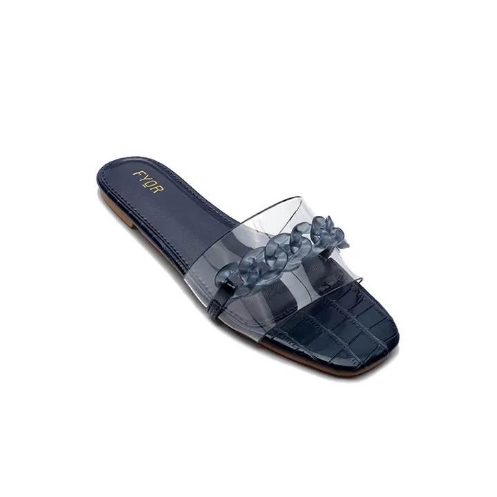 Chain Detailed Clear Slide Sandal MY 227