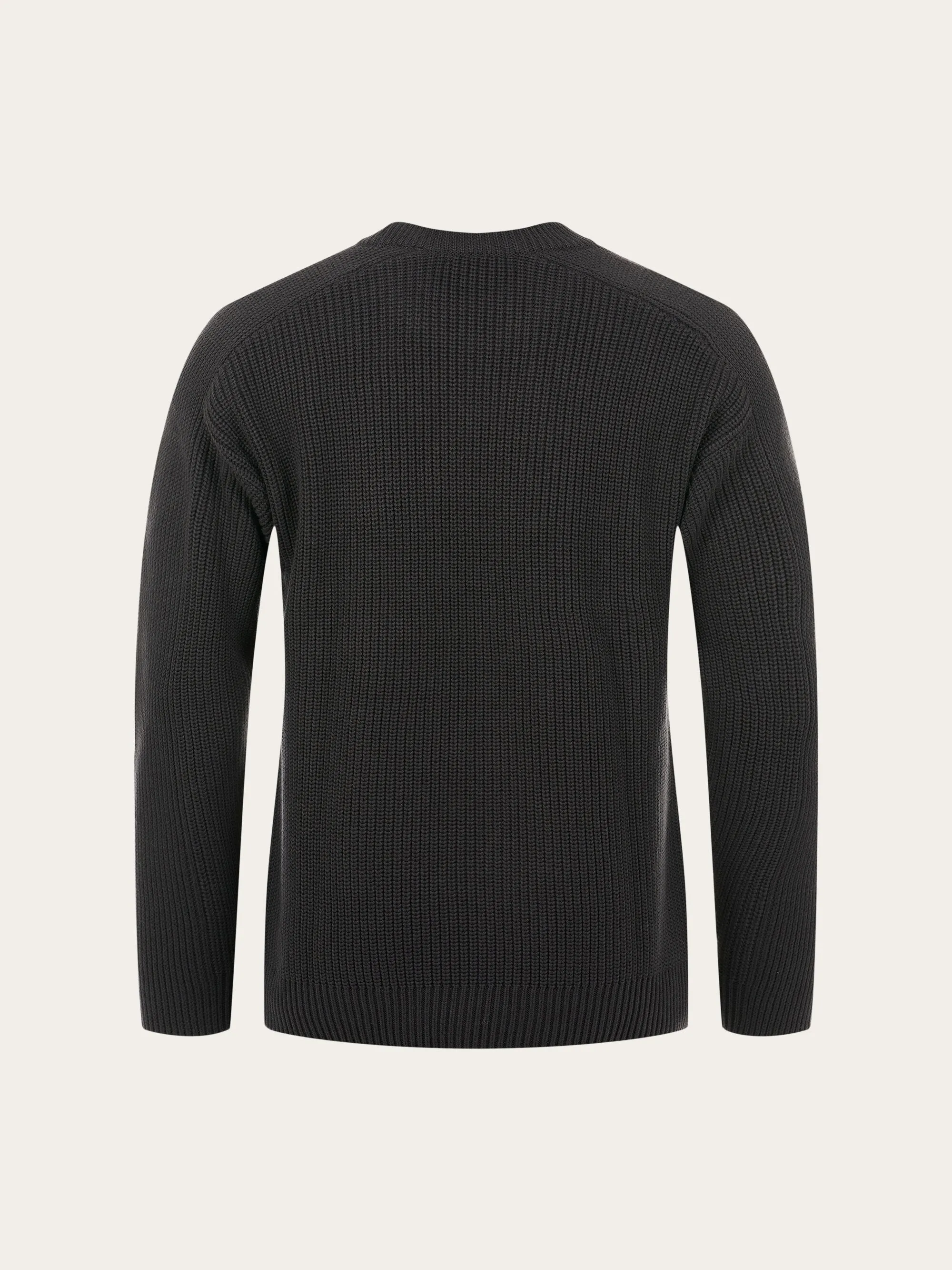 Classic rib structure mock neck with fake pocket knit - Black Jet