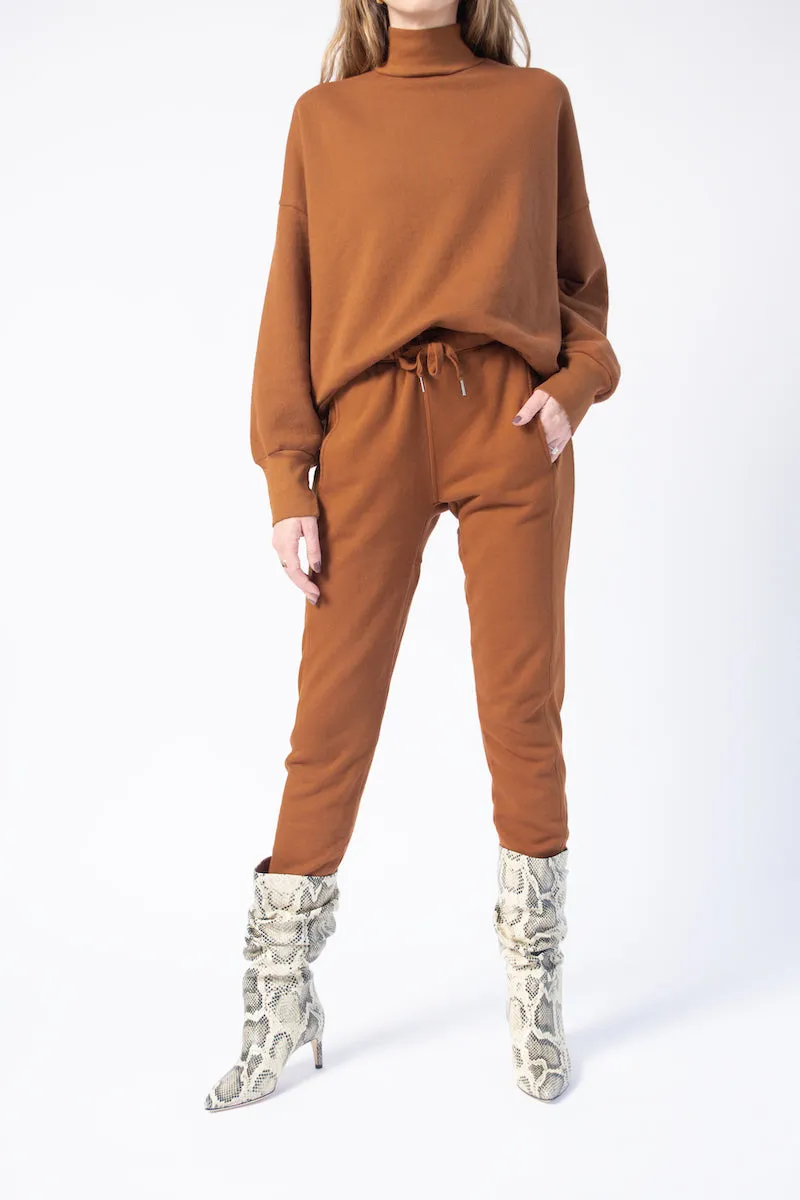 Cleo Mock Neck Sweatshirt in Chestnut