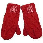 Crimson Knit WSU Mittens