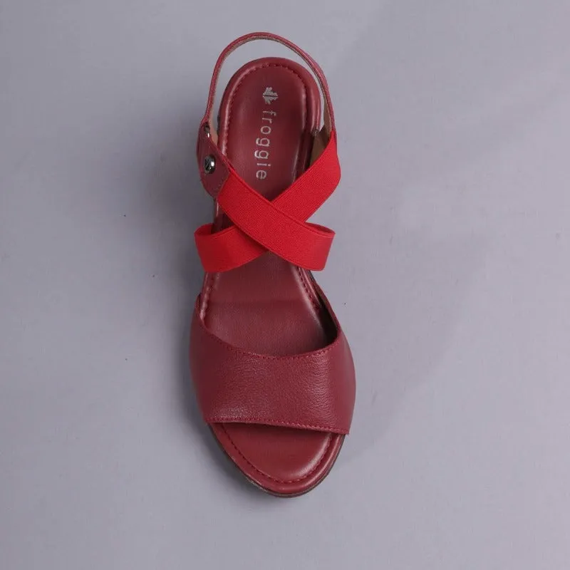 Crossover Wedge Sandal in Red - 12288