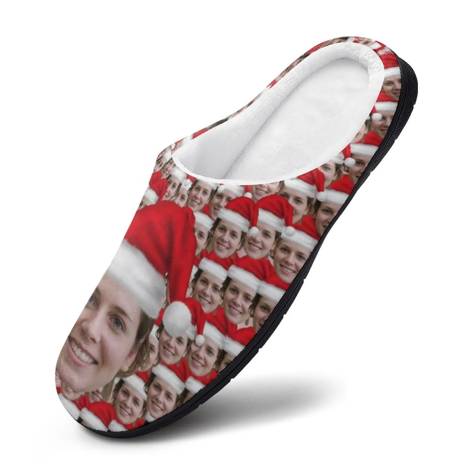 Custom Face Seamless Photo Christmas Hat All Over Print Cotton Slippers For Men Women