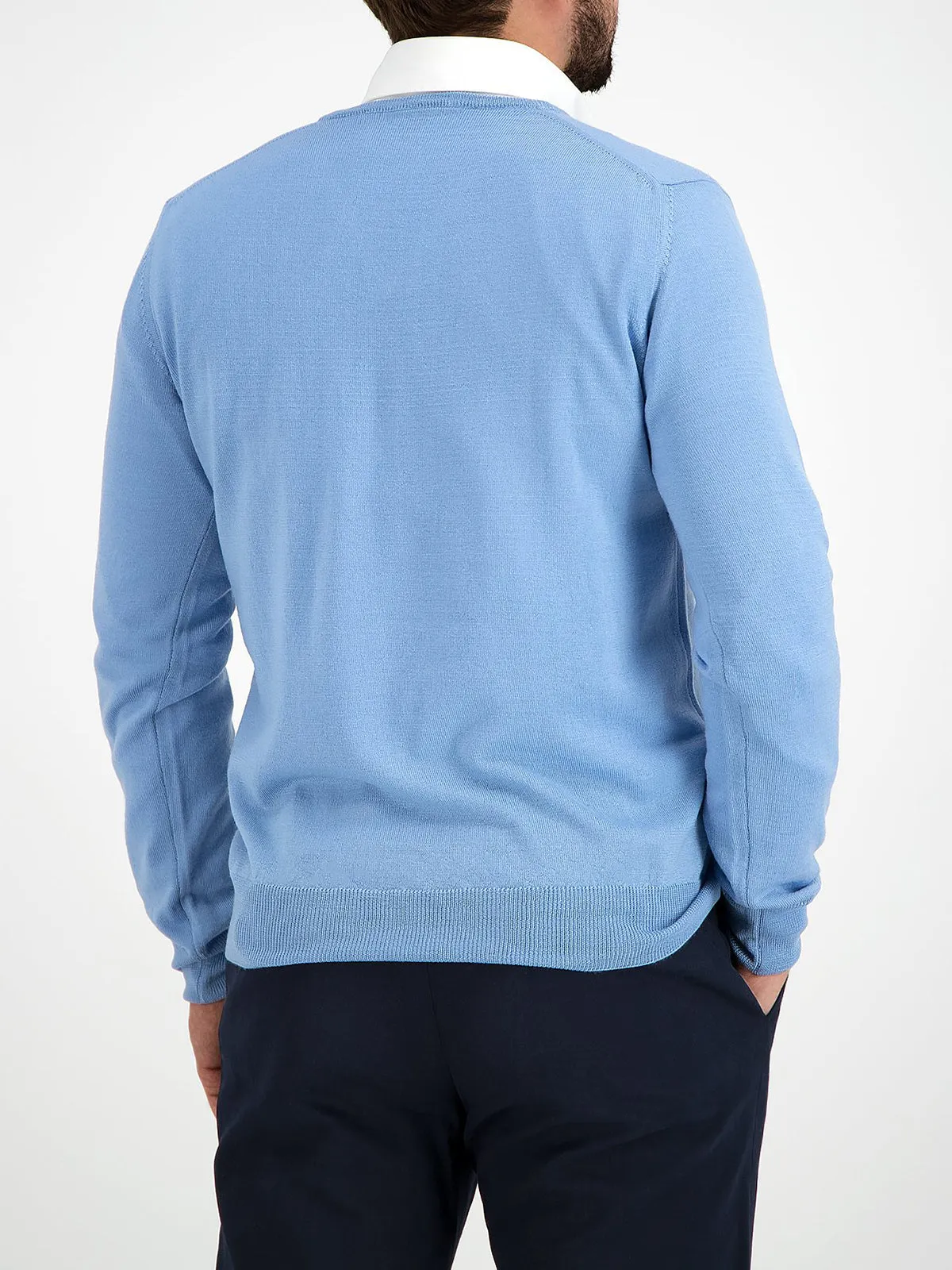 Extrafine Merino V-Neck Light Blue