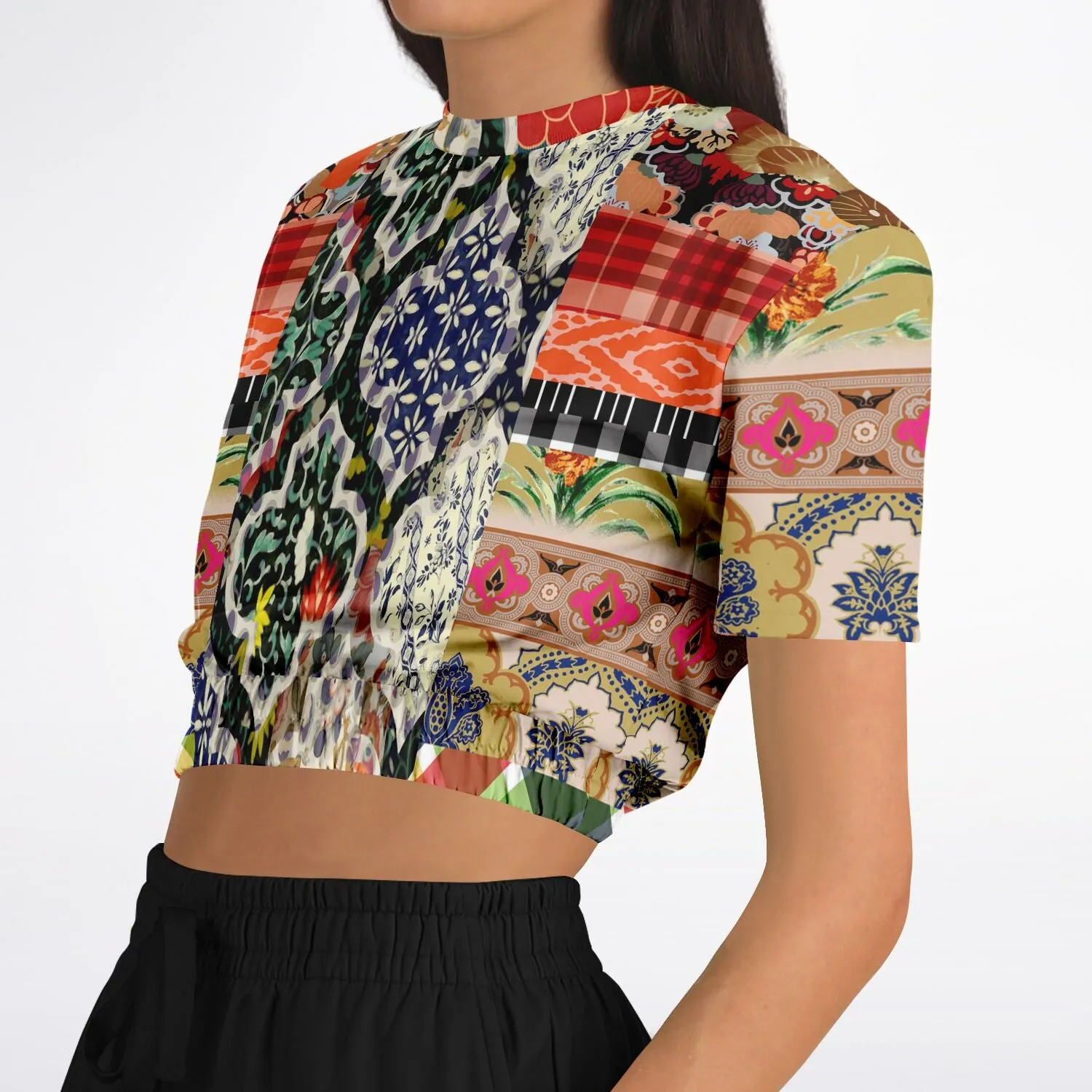 Flowers of Solvang Short Sleeve Cropped Eco-Poly Sweater