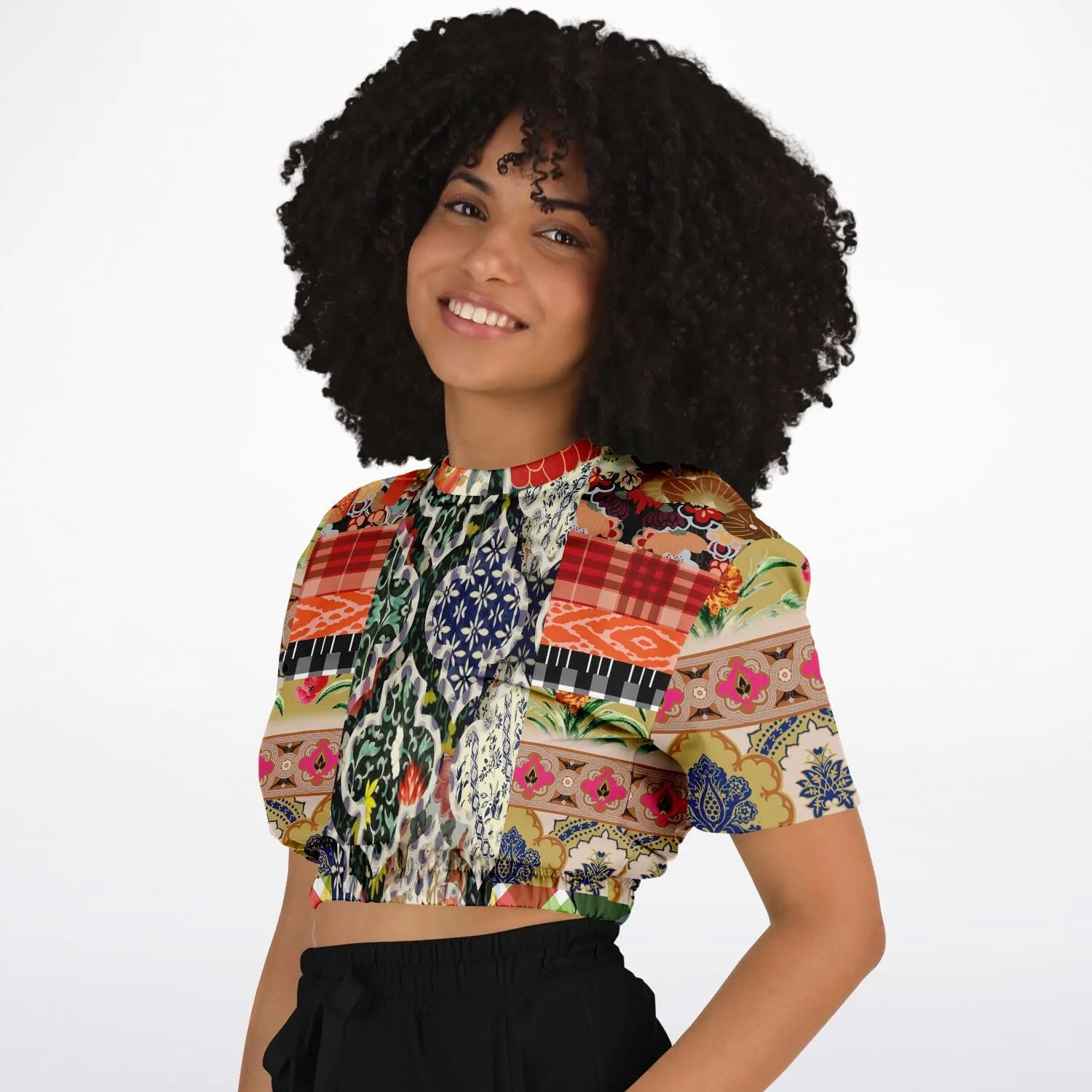 Flowers of Solvang Short Sleeve Cropped Eco-Poly Sweater