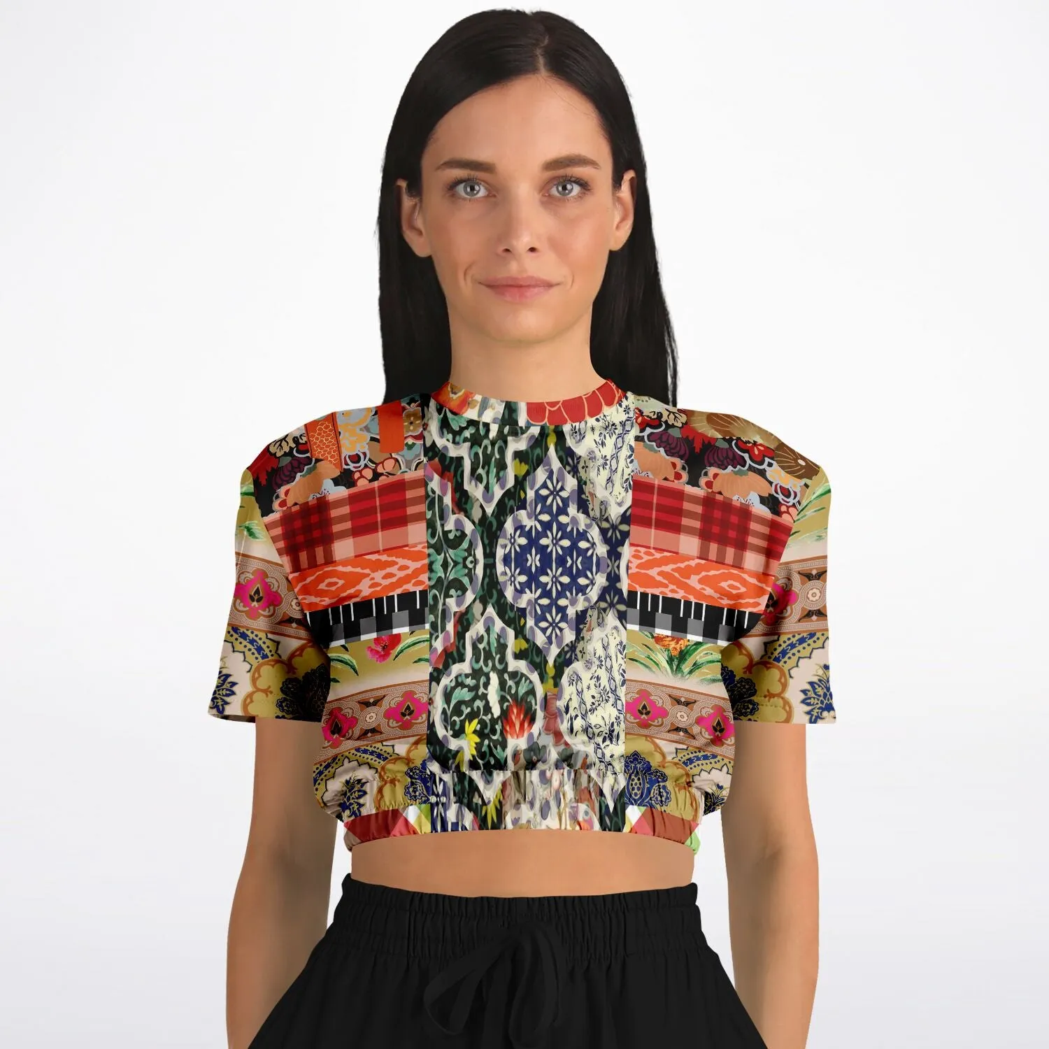 Flowers of Solvang Short Sleeve Cropped Eco-Poly Sweater