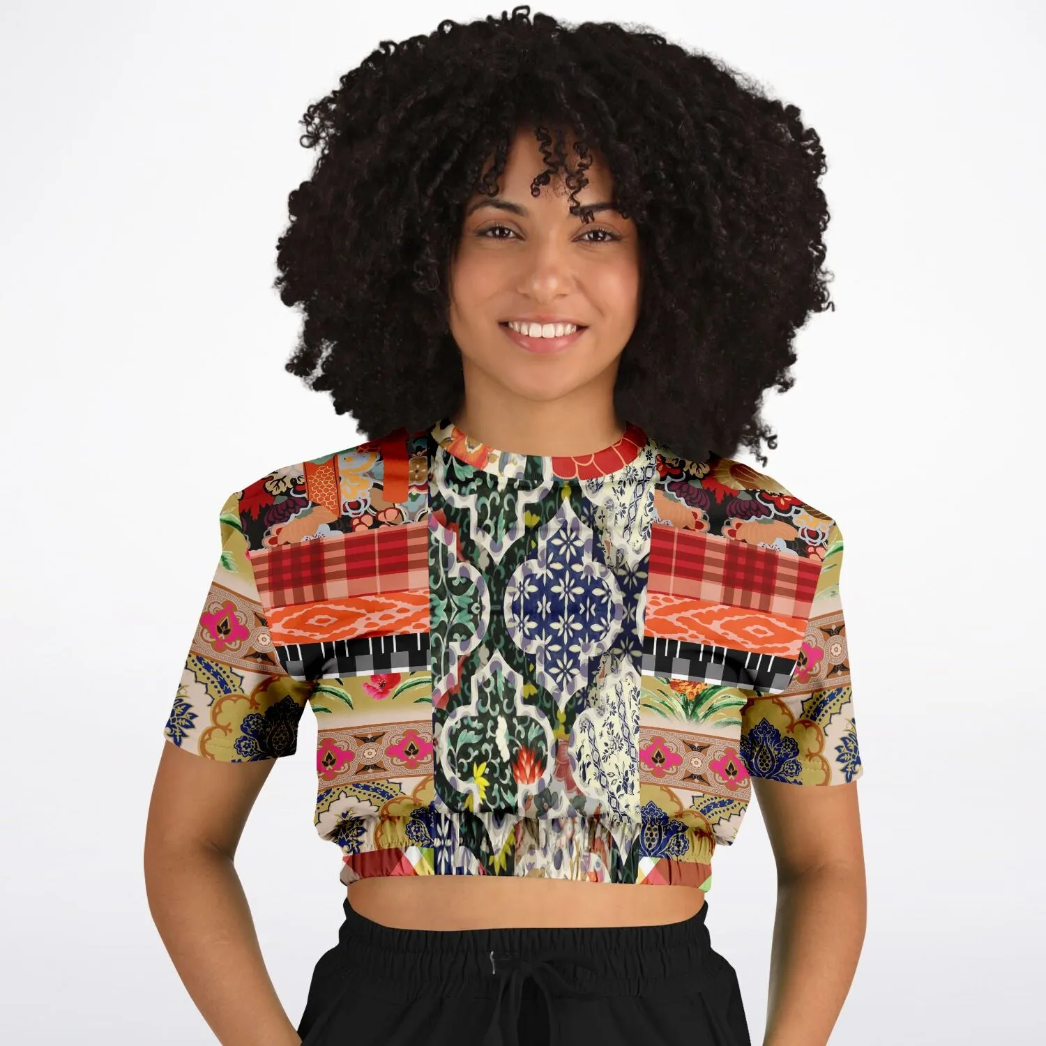 Flowers of Solvang Short Sleeve Cropped Eco-Poly Sweater