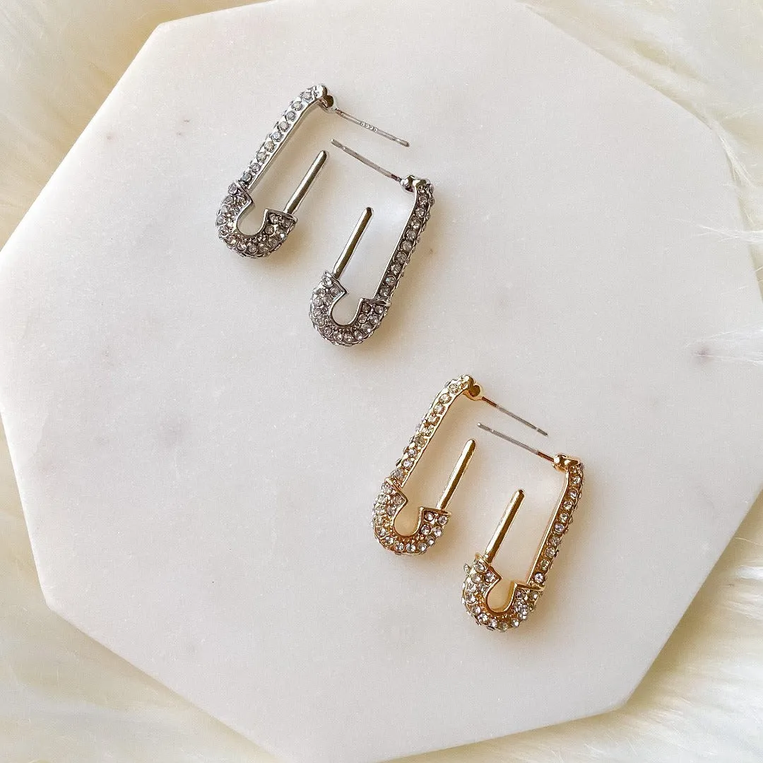 Glitz Safety Pin Earrings - LAST CHANCE / FINAL SALE