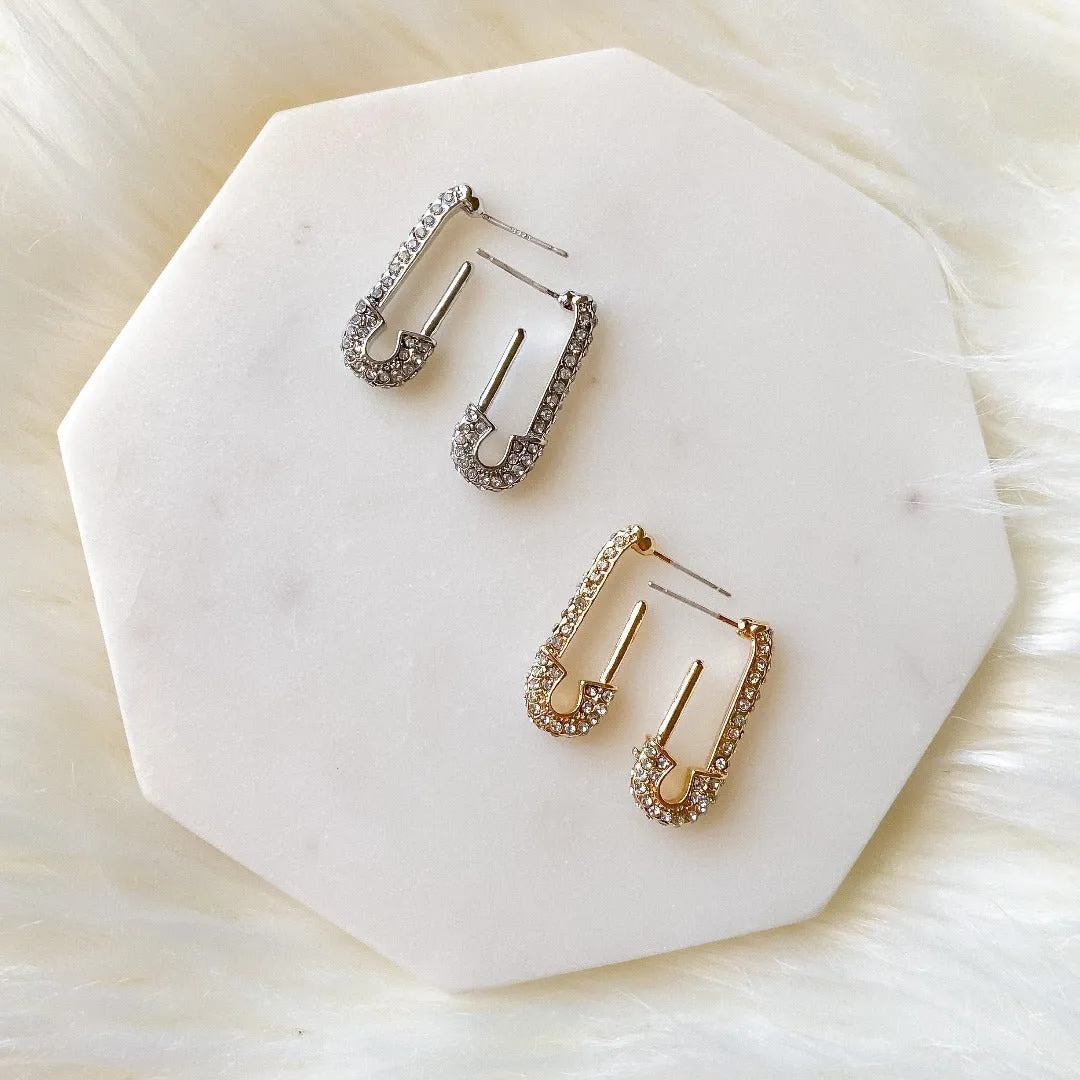 Glitz Safety Pin Earrings - LAST CHANCE / FINAL SALE