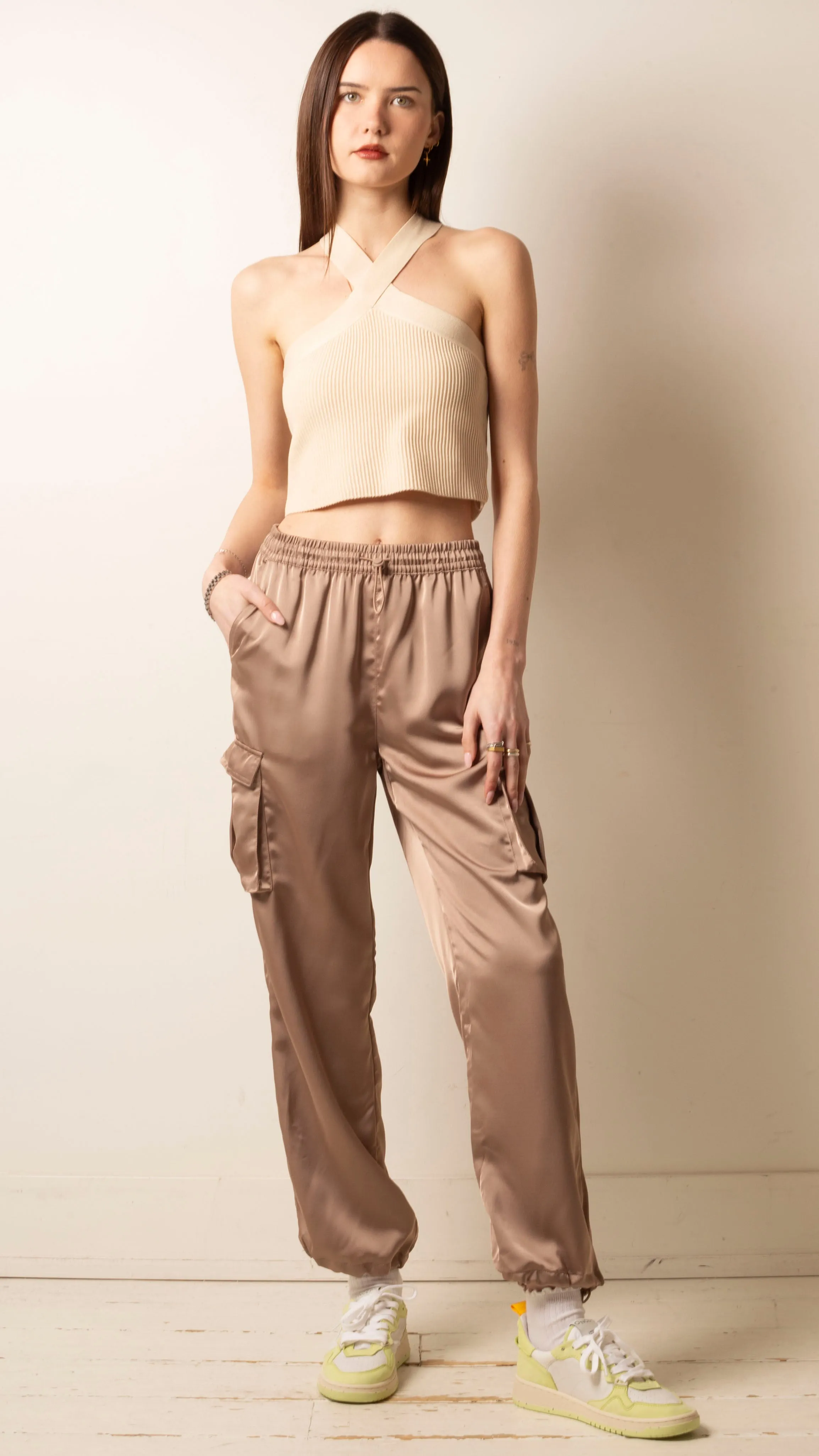 Halter Neck Crop - Cream