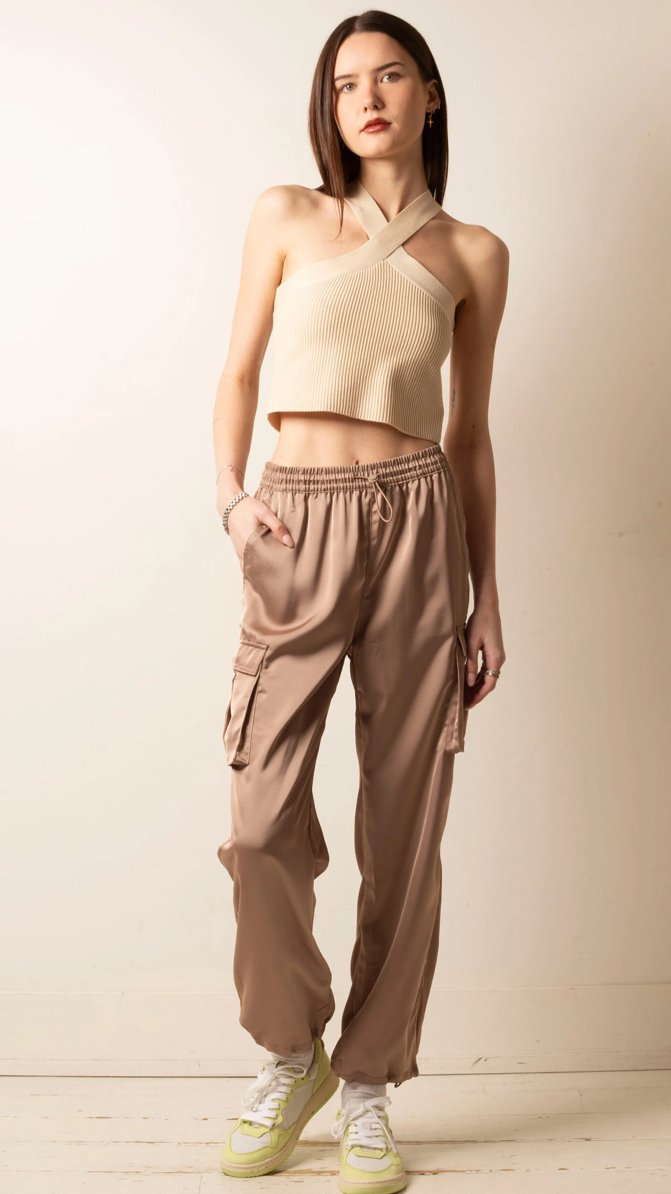 Halter Neck Crop - Cream