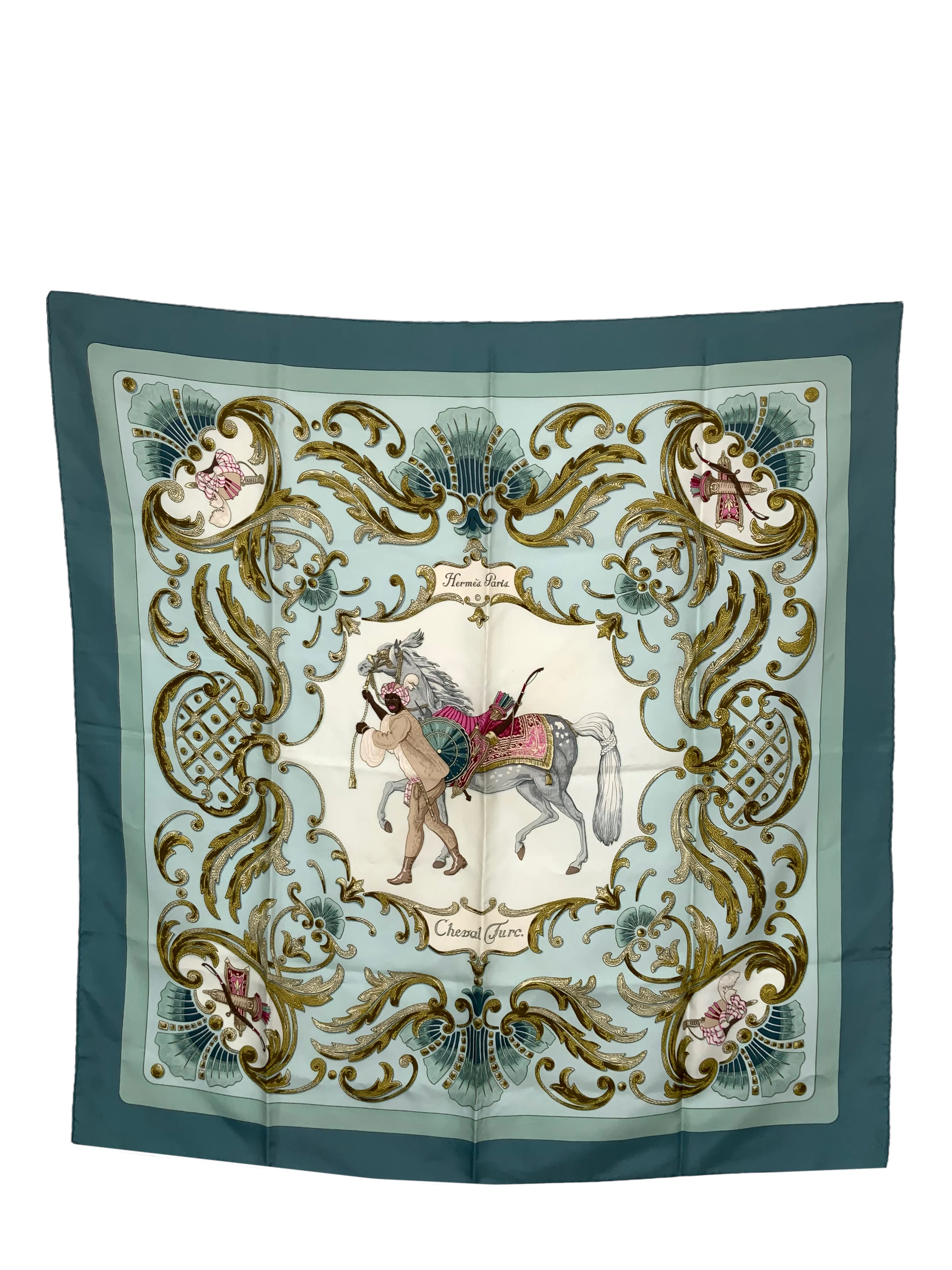 HERMES Cheval Turc Silk Scarf 90