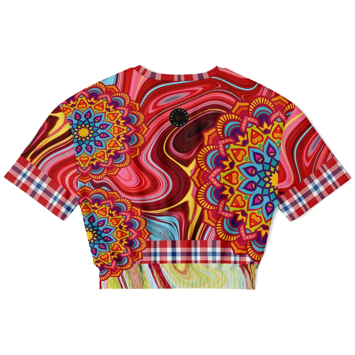 Hippy-Dippy Red Short Sleeve Cropped Eco-Poly Sweater