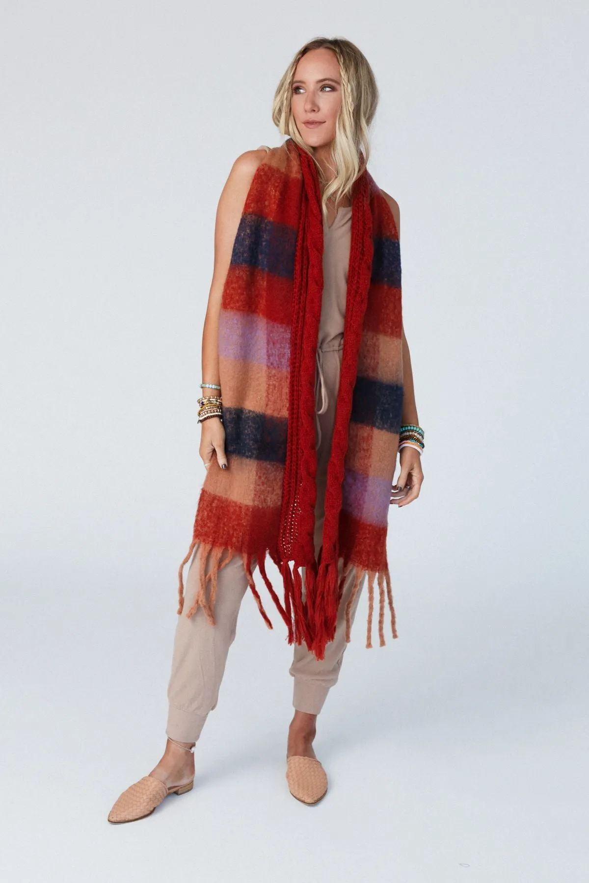 Joy Of Cozy Textured Scarf - Rust