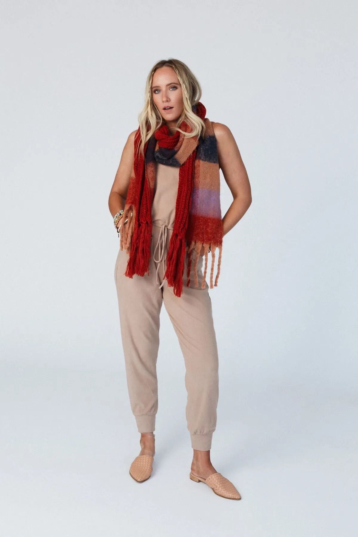 Joy Of Cozy Textured Scarf - Rust