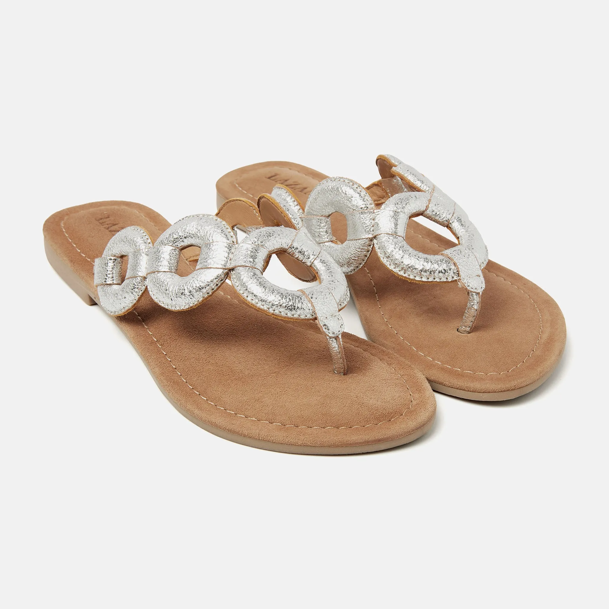 Juliet Leren Dames Slippers Silver