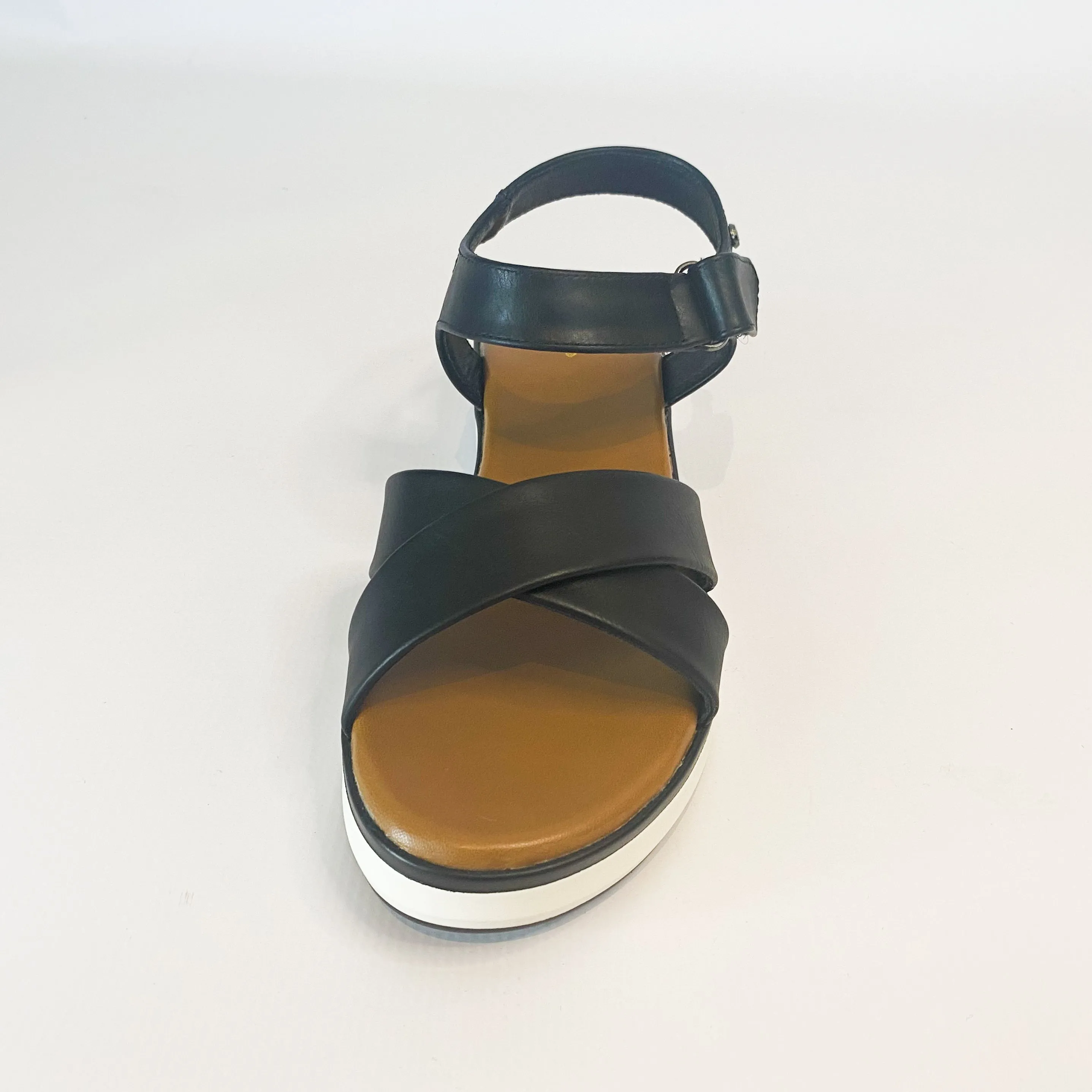 KG black crossover wedge sandal