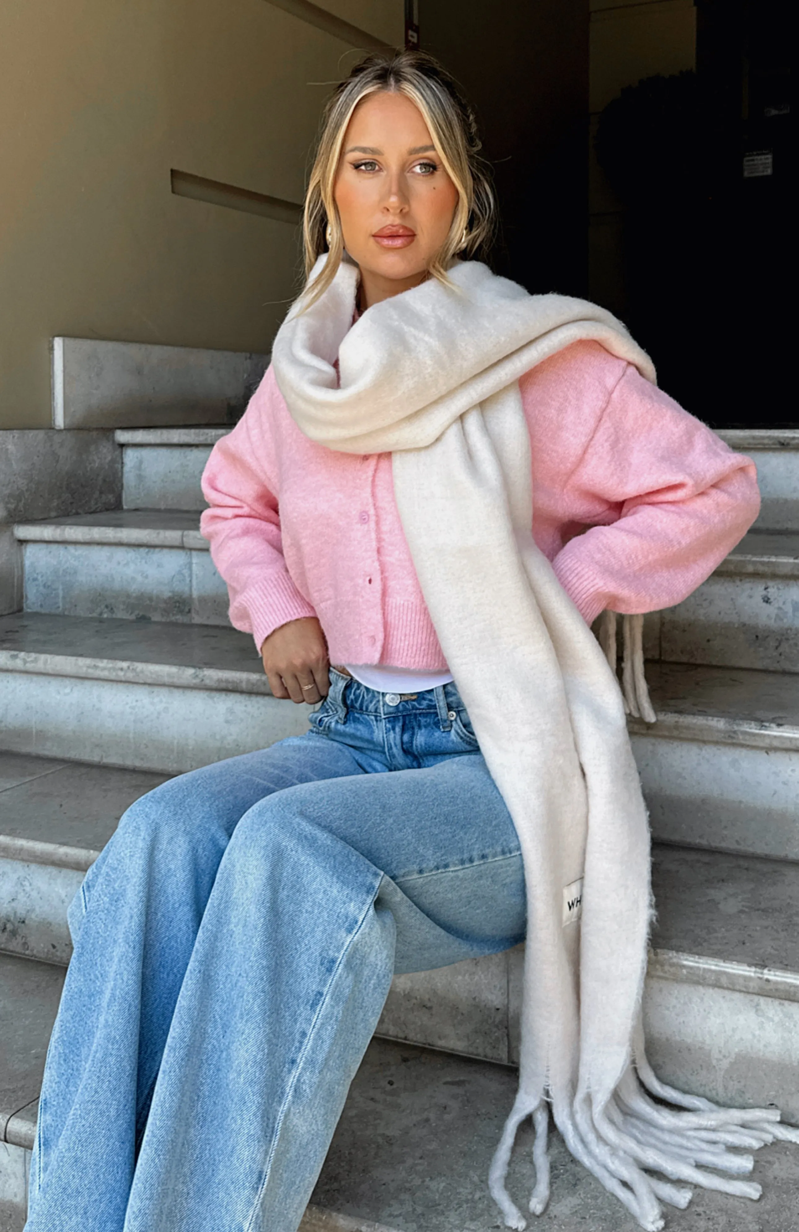 Let's Get Cozy Oversized Scarf Winter White