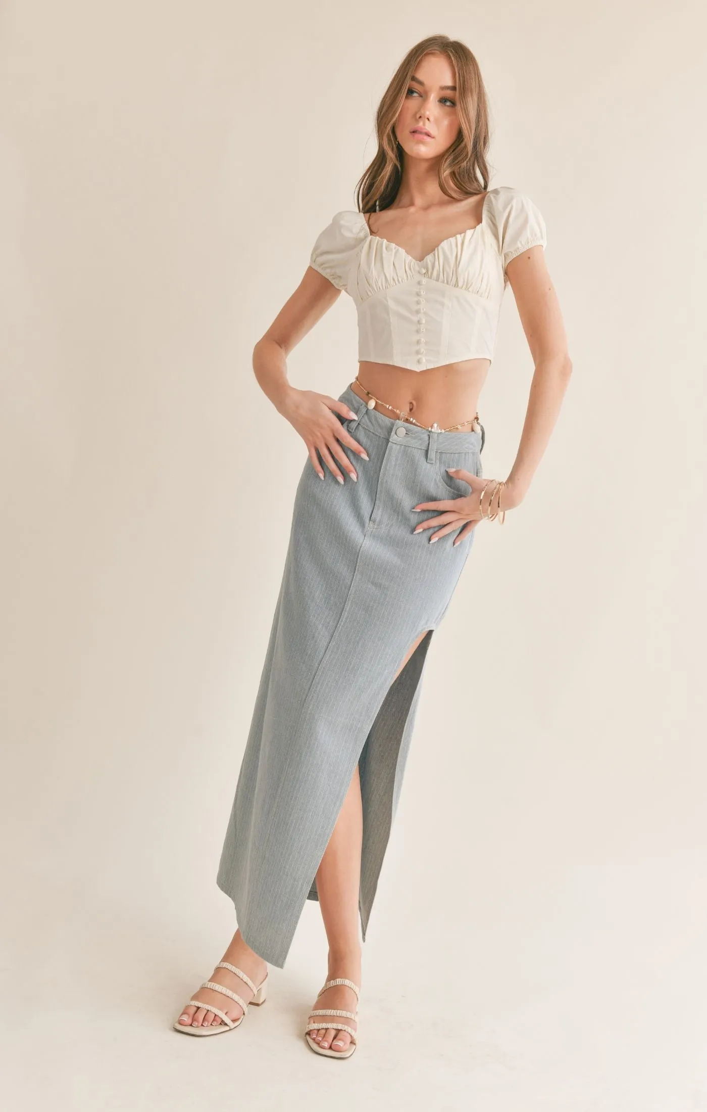 Love Story Gathered Corset Crop Top