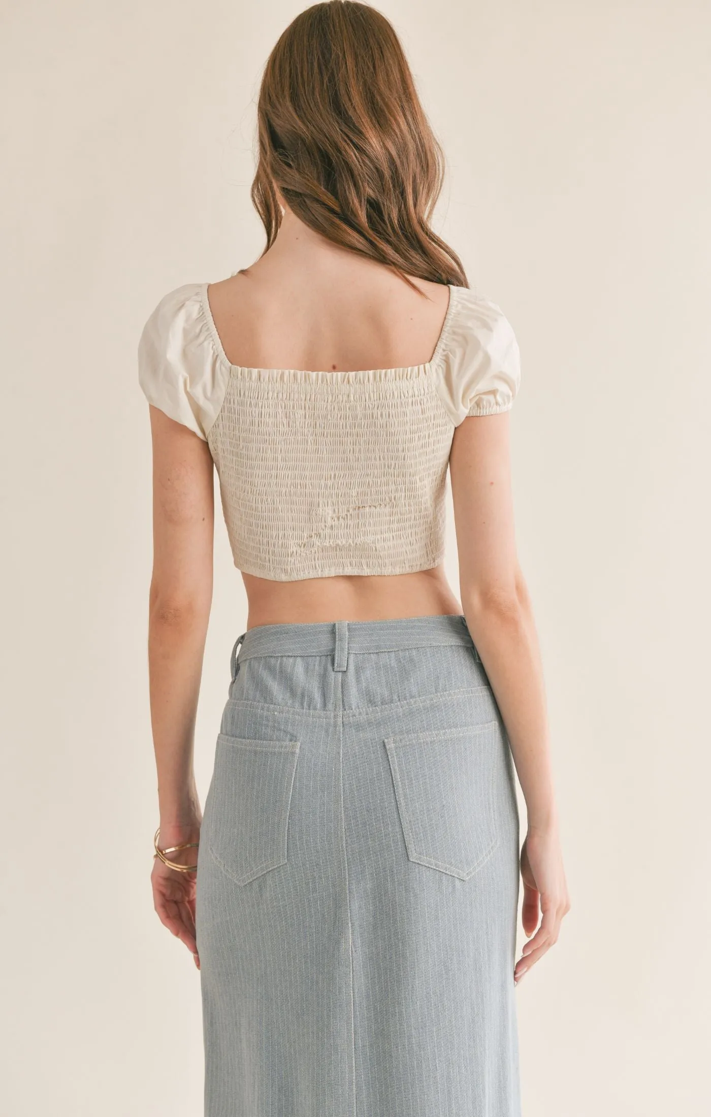 Love Story Gathered Corset Crop Top