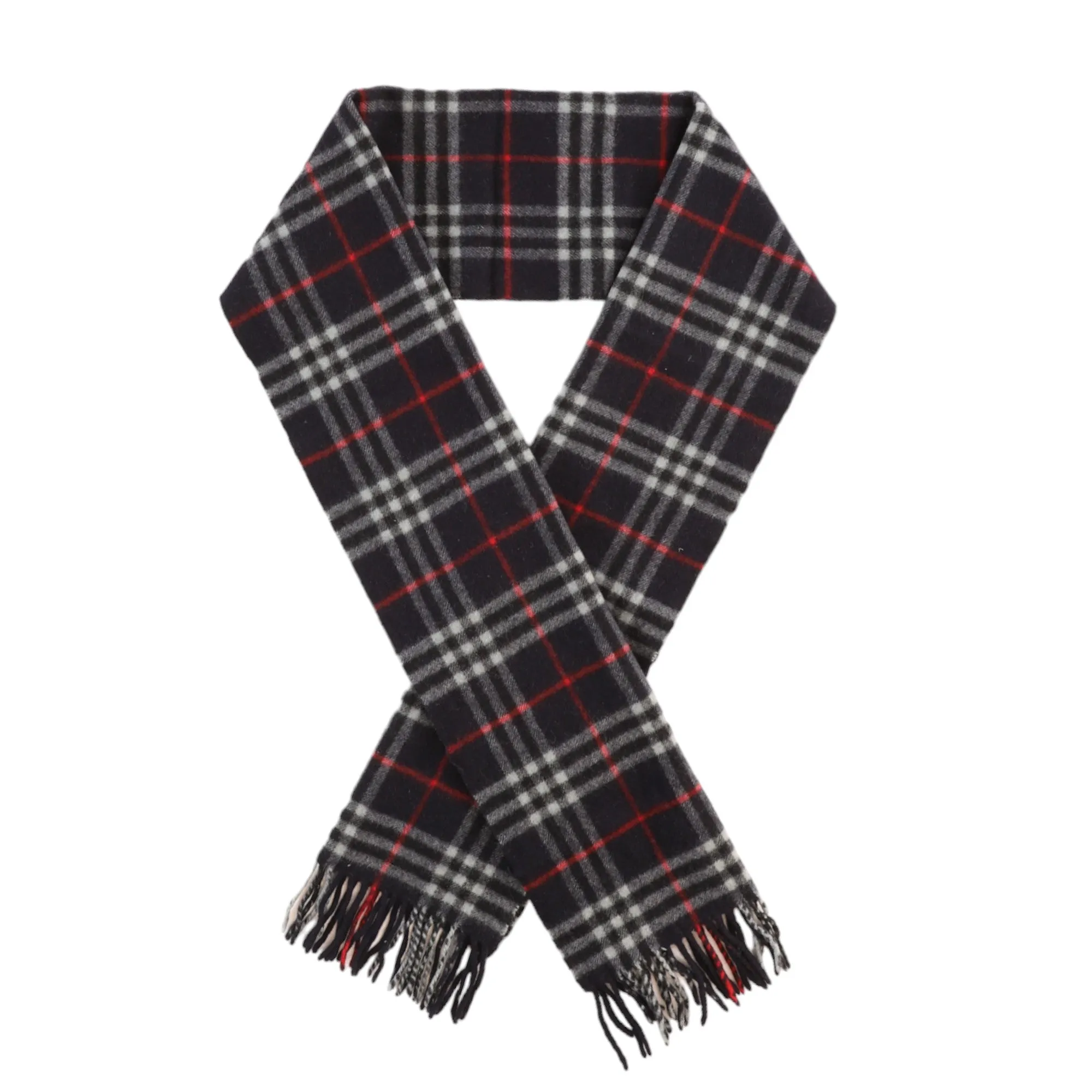 Men's Checkered Lambswool Scarf Navy