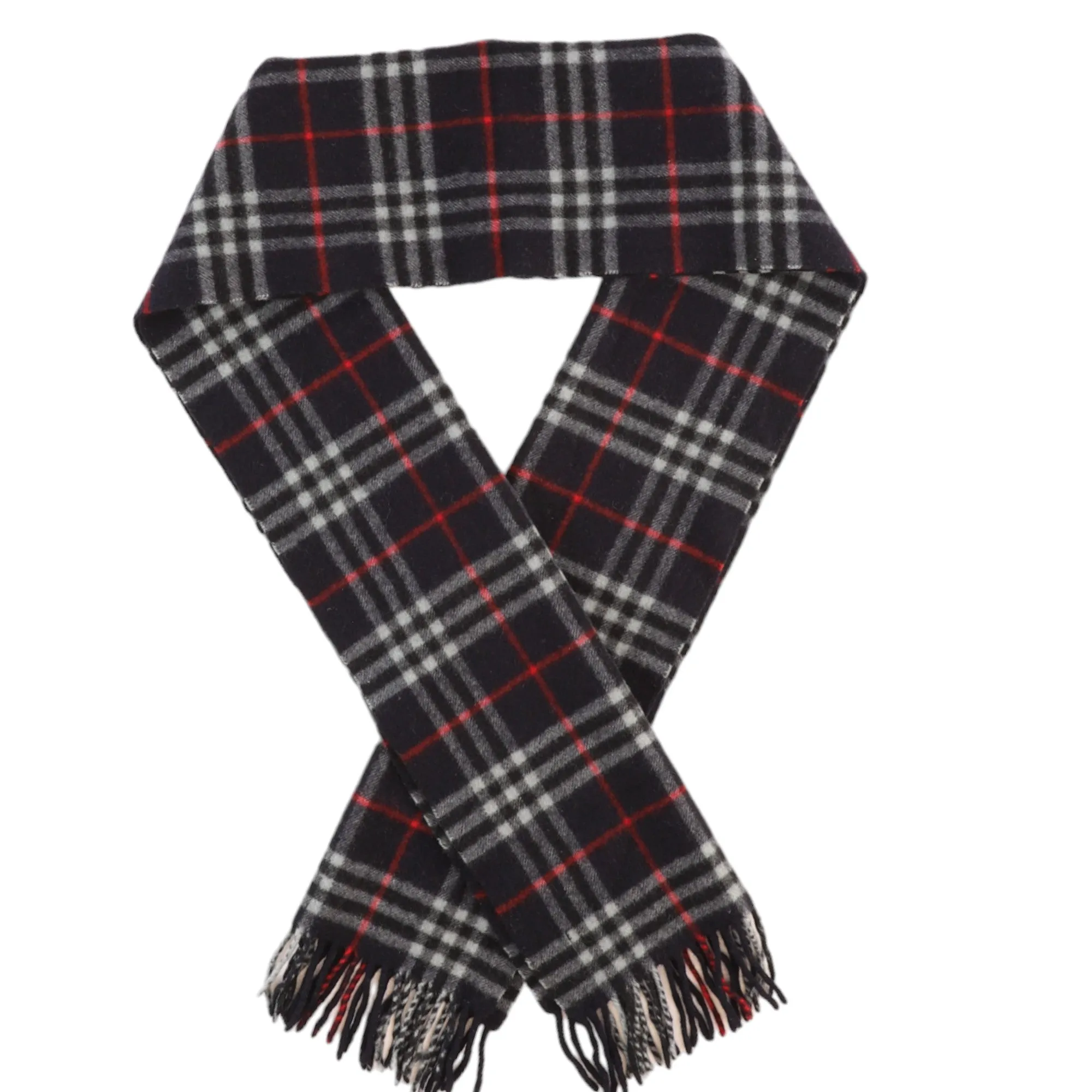 Men's Checkered Lambswool Scarf Navy