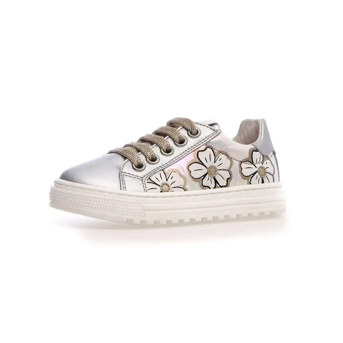 Naturino Girl's (Sizes 33-34) Coris Zip Silver/Flowers