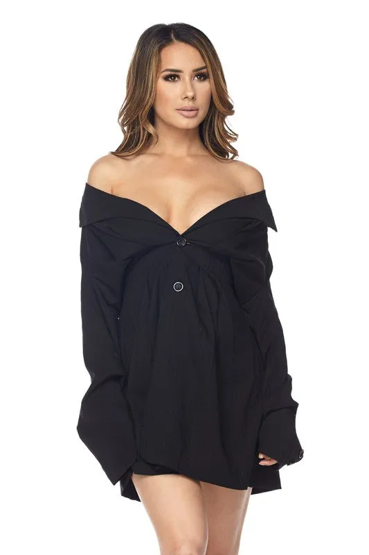 Off The Shoulder Black Dress