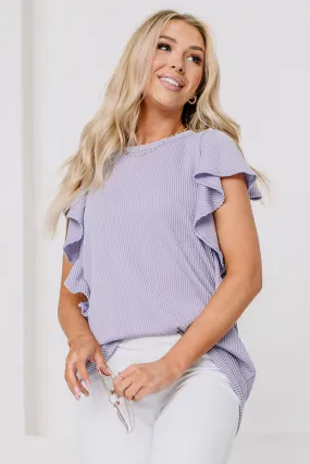 Off The Top Ribbed Flutter Sleeve Top