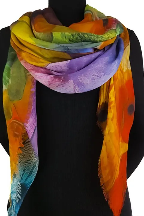 Oversized Square Italian Cashmere Blend Scarf - Bloom - Las Vegas