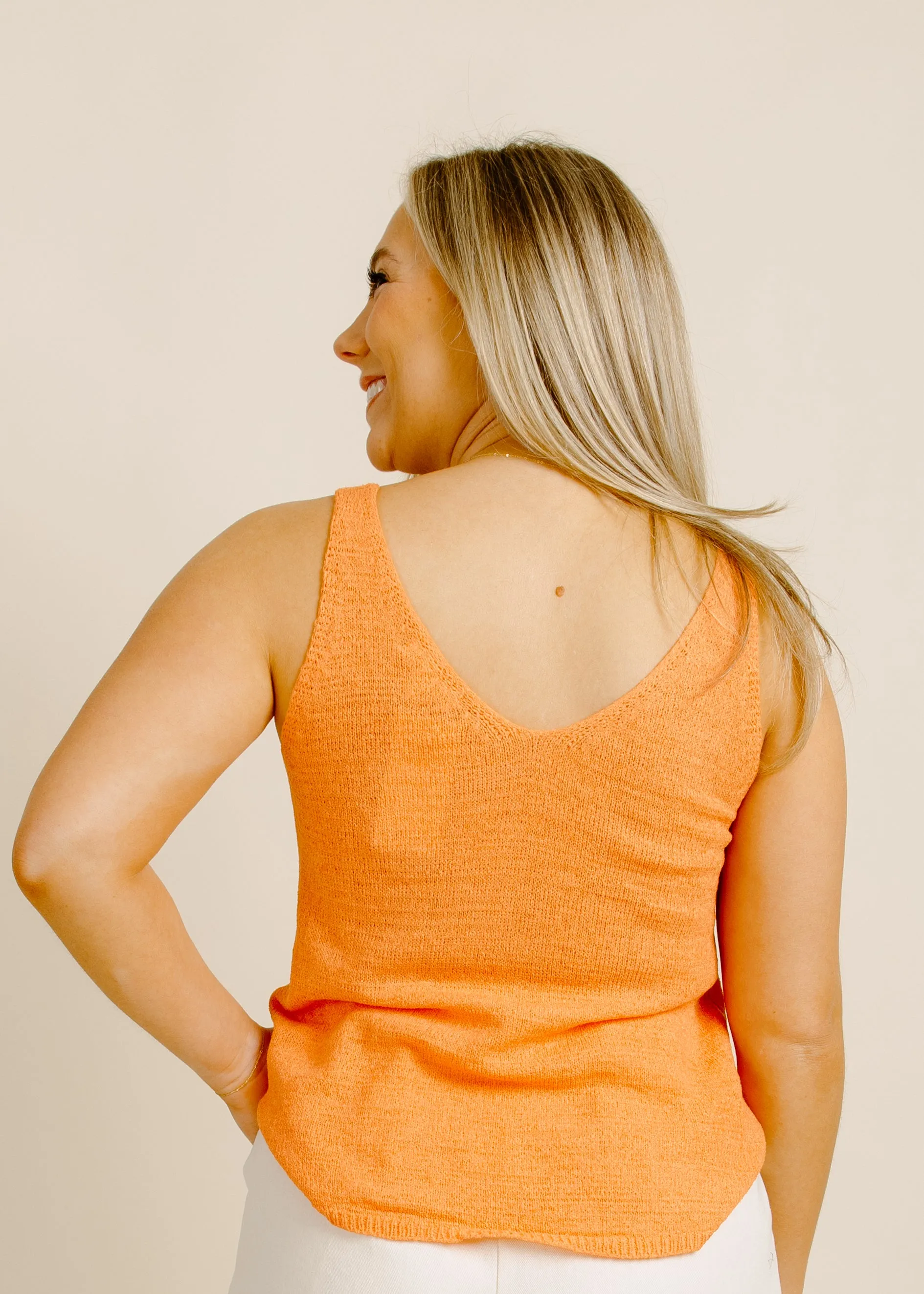 Posy Knit Tank - Orange