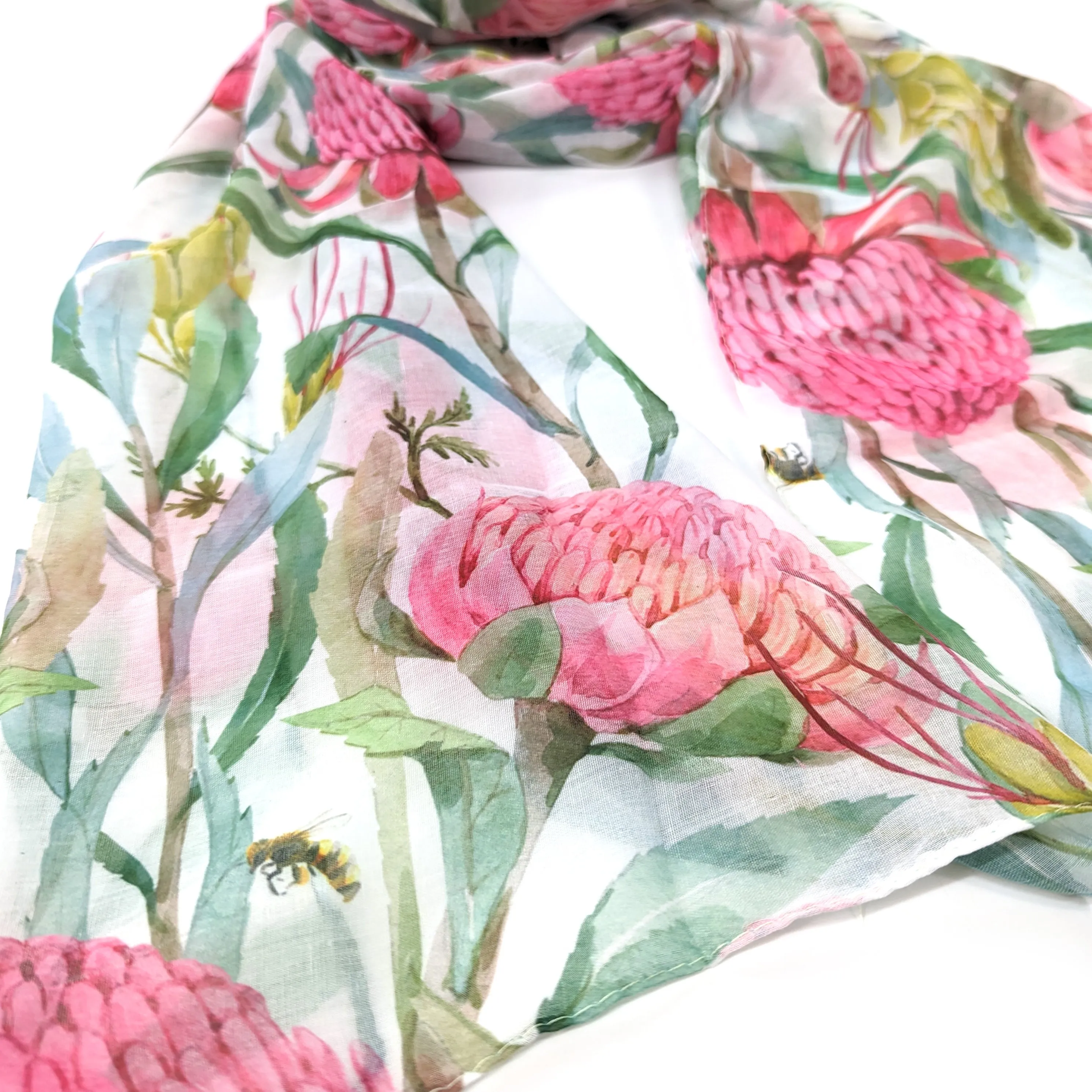 Pretty in Pink Protea Scarf (50x180cm)