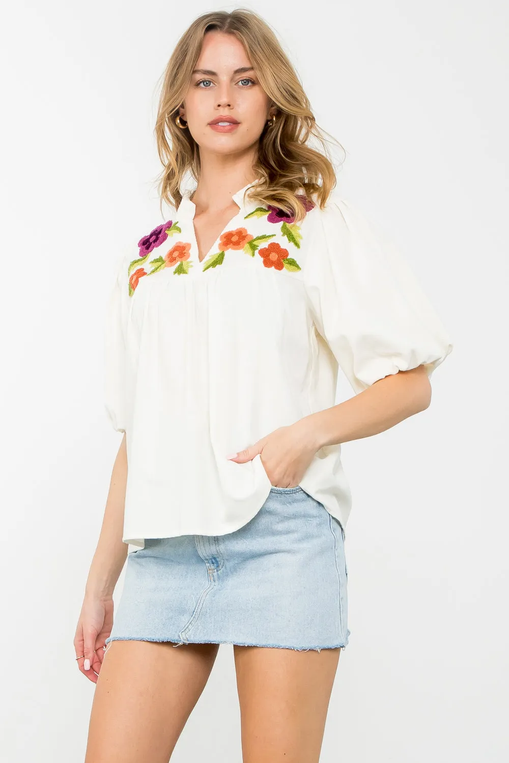 Puff Sleeve Corduroy Top