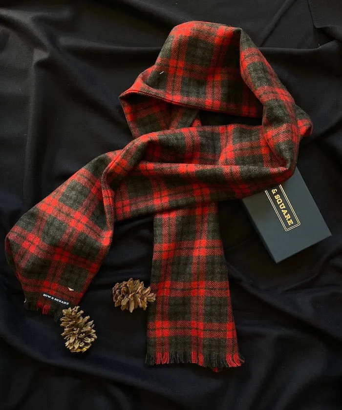 Red Plaid Tweed Scarf