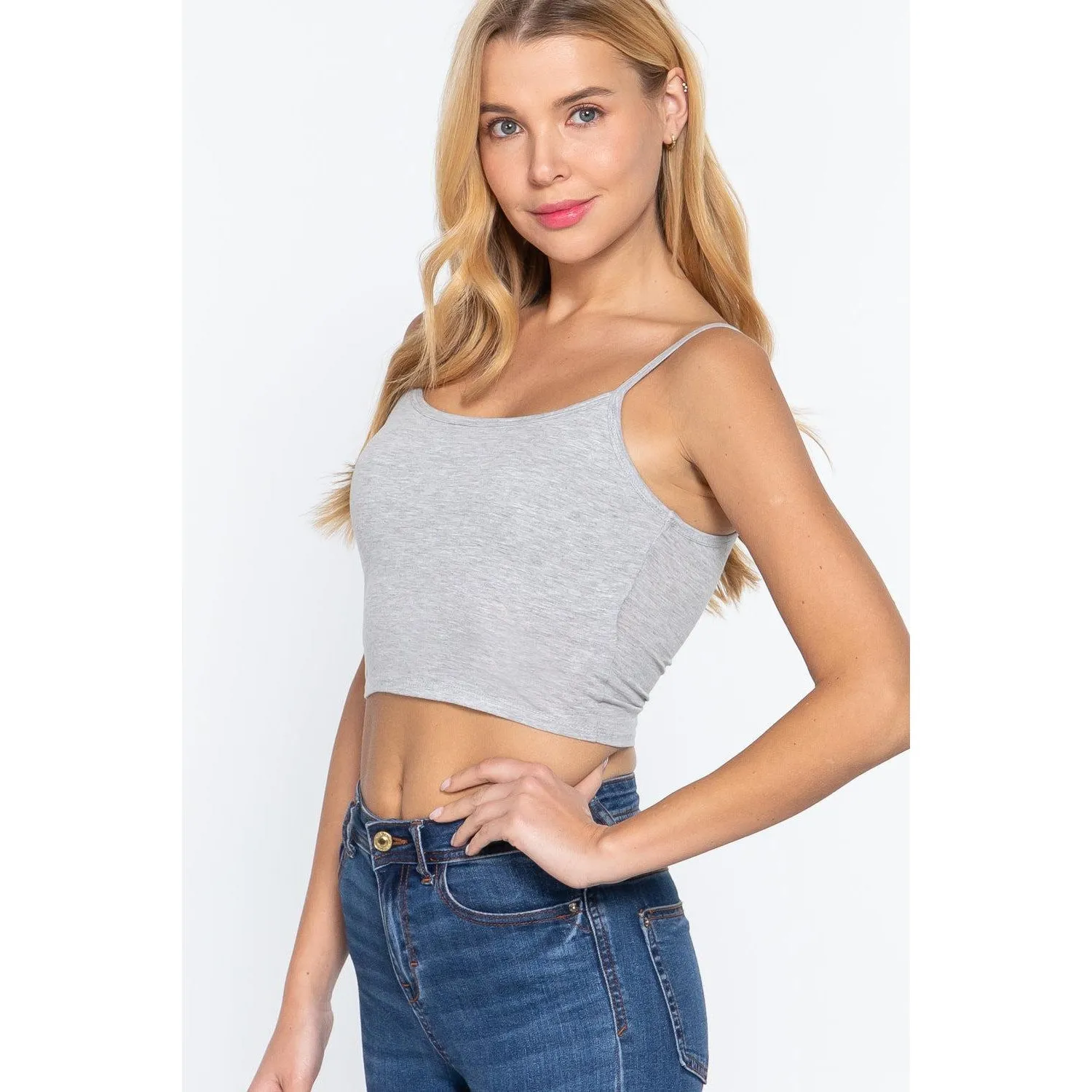 Round Neck W/removable Bra Cup Cotton Spandex Bra Top