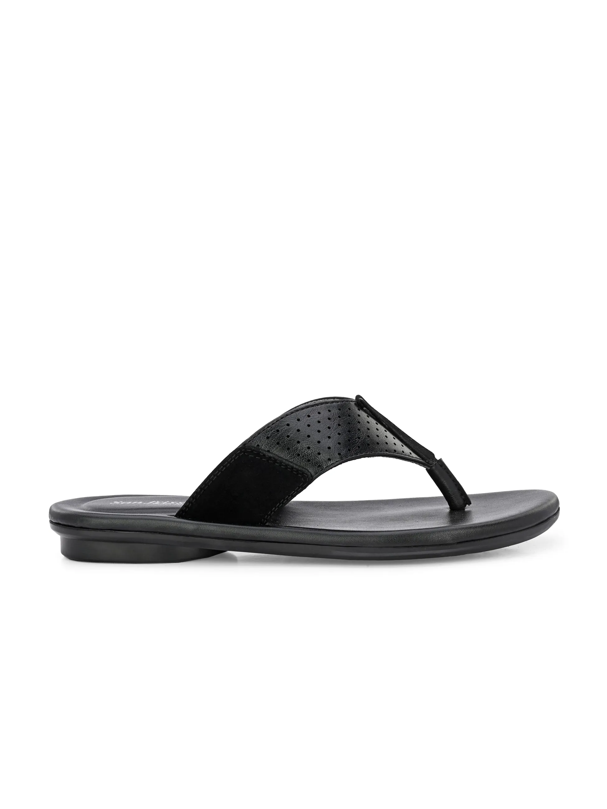 Script Black Thong Slippers