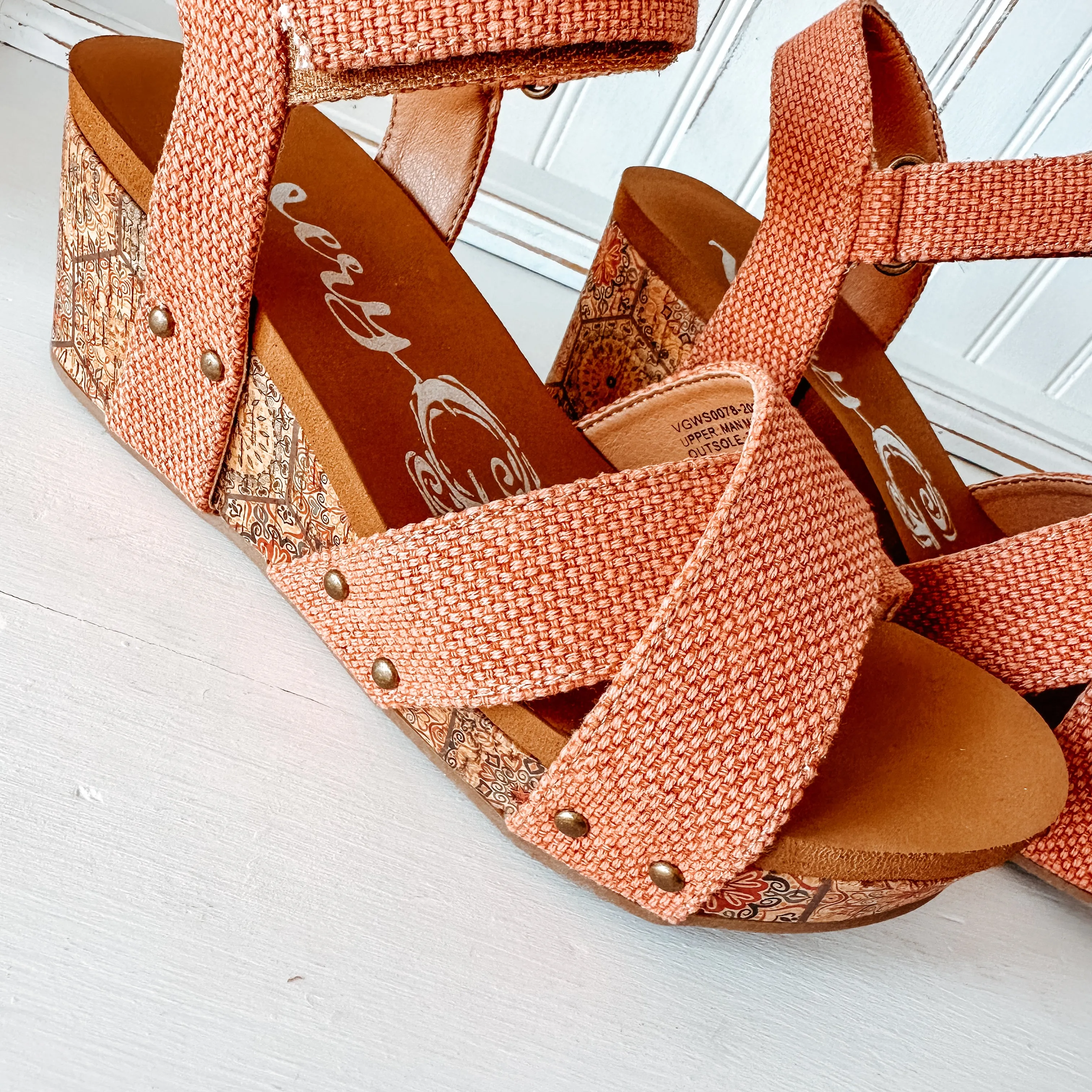 Shirley Wedge Sandal - Rust