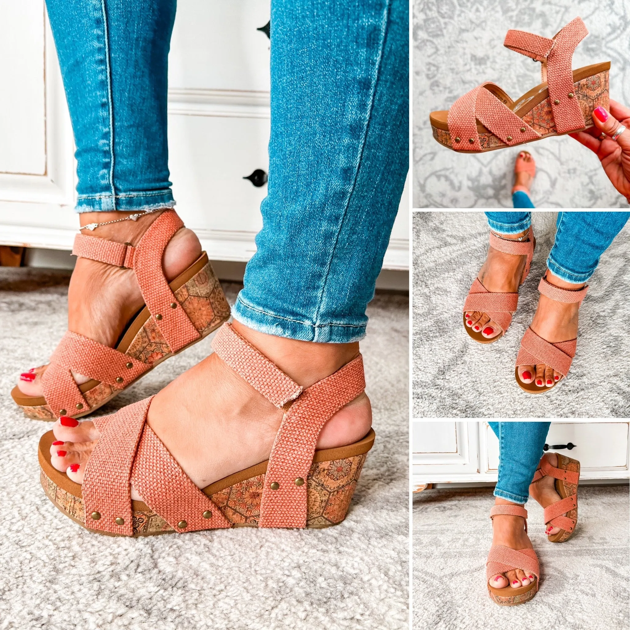 Shirley Wedge Sandal - Rust