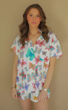 show me your mumu: sunday morning pj set - rainbow butterflies