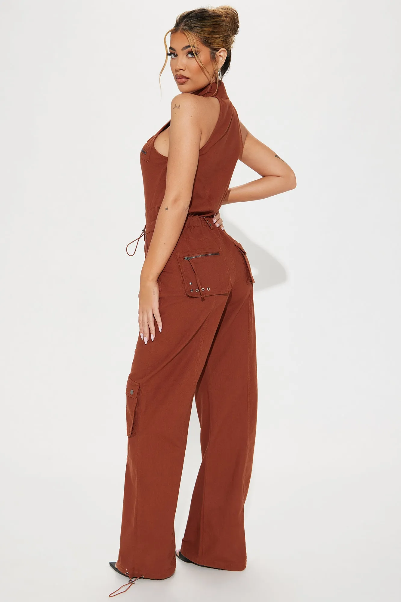 Take The Hint Jumpsuit - Cognac