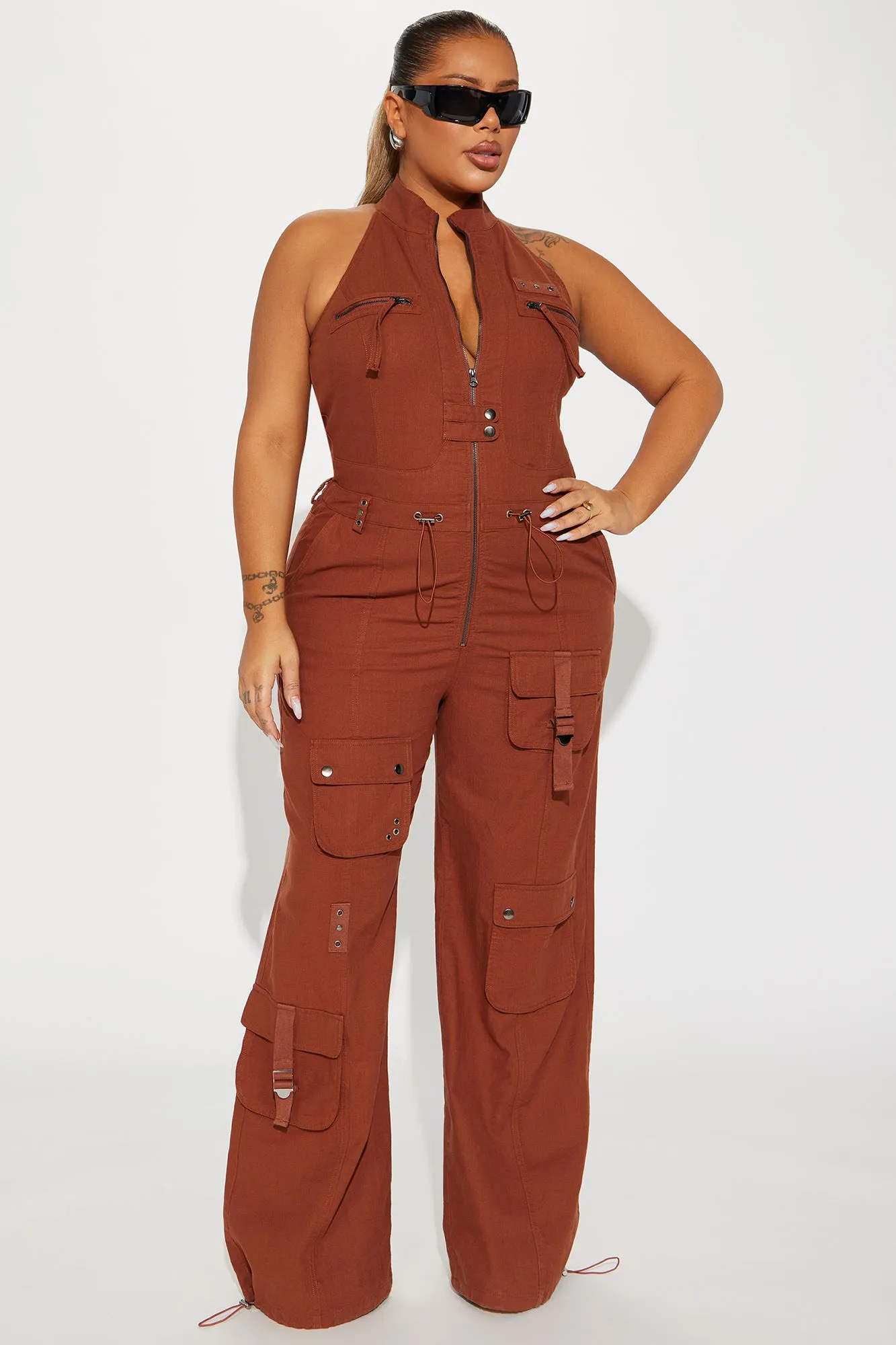 Take The Hint Jumpsuit - Cognac